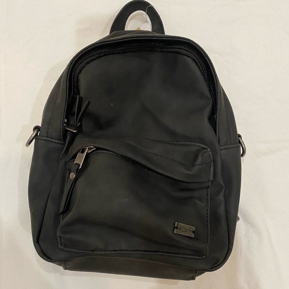 BLACK ROXY FAUX LEATHER MINI BACKPACK